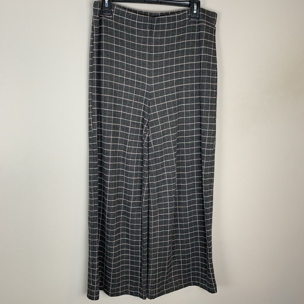 J. Jill Full Leg Cropped Pants Womens Medium Plaid Stretch Ponte Stretch Casual